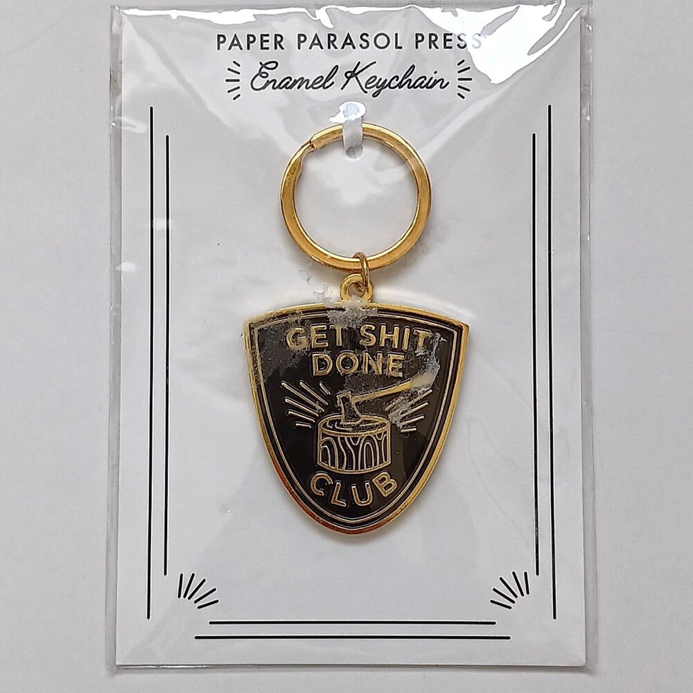 Paper Parasol Press Black/Gold Get Sh!t Done Club Enamel Keychain